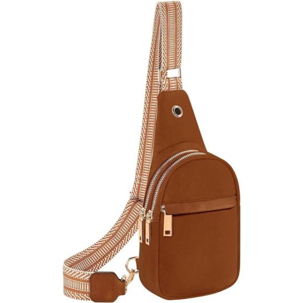 Sling Bags Small Vegan Leather Fashion Camel - Picture 1 of 7